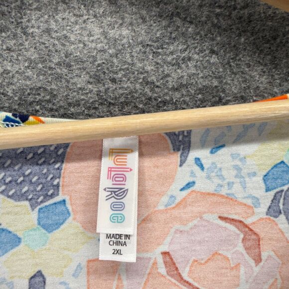 LulaRoe T-Shirt Women 2XL White Floral Short Sleeve Round Neck Pullover Casual - Picture 3 of 7